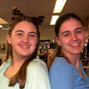 Erin and Gracey, trying on bad dresses. (Goodwill.)